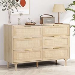 Rattan 6 Drawer Dresser  