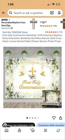 First Holy Communion Party Backdrop 7x5ft