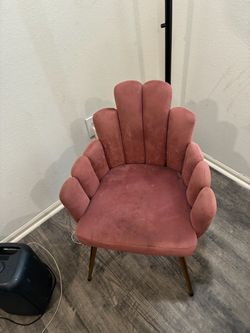 Pink Velvet Statement Accent Chair With Gold Legs