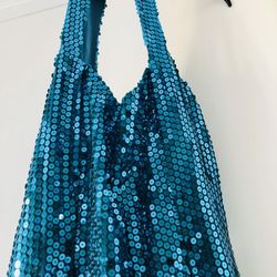 Turquoise Sequin Evening Gown Dress