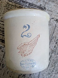 Red Wing 2 Gallon Crock Big Wing 4" Union Stoneware Company