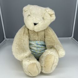 Vermont Teddy Bear 16 Inch cream  color  Jointed Plush Stuffed Bear With diaper
