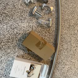 Shower curtain extension rod with 12 silver shower curtain hooks