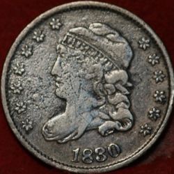 1830 U.S. CAPPED BUST SILVER HALF 1/2 DIME 5c COIN (VF-Very Fine)