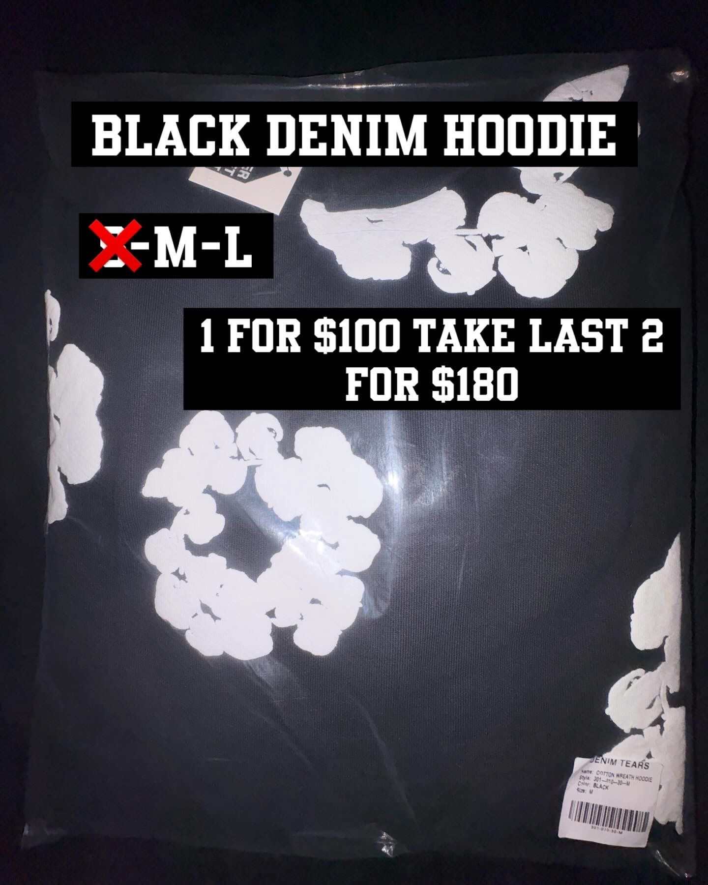 Denim Tears Hoodie (Black w White, All Black, Gray, Pink)