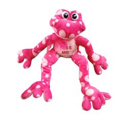 Burton Burton Kiss Me long legs & Arms polka dot Sitting pink plush frog 🐸 13in