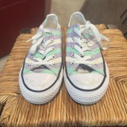 Converse Kids Sneakers - Purple, Green, White Stripes Size 4