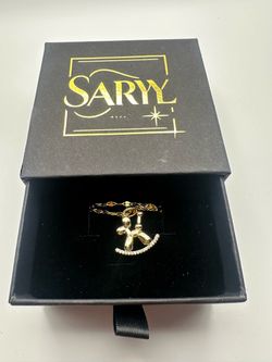 Gold Balloon Dog Rocking Horse Pendant Necklace