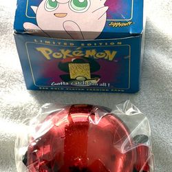 Pokémon 23K Gold Plated Jigglypuff Trading Card in original blue Box- Burger King sealed-Vintage 1999!