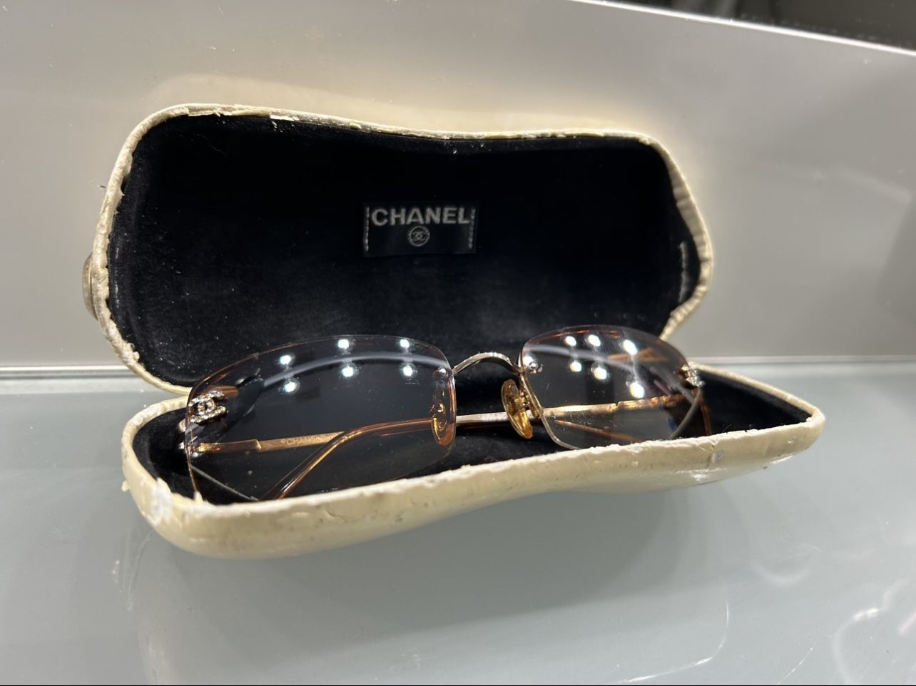 vintage rimless chanel sunglasses