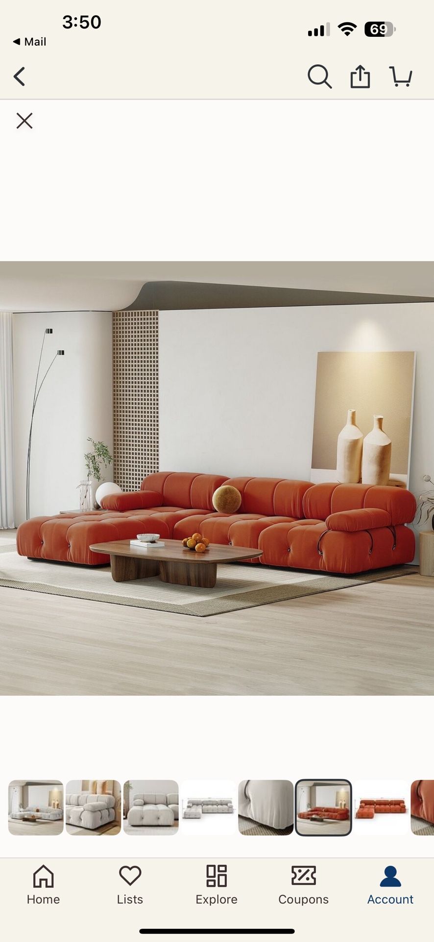 Modern 4-seater Velvet Upholstered Modular Sectional Sofa with Ottoman