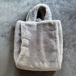 Fuzzy grey bag