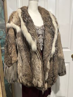 Vintage 80s Carlo Palazzi Coyote Fur & Leather Fringe Jacket