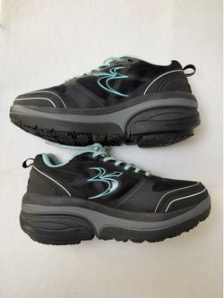 Gravity Defyer G-Defy Ion Womens 8 Black Teal Orthopedic Walking Shoes Flaw