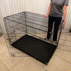 NEW XL Large Foldable Pet Cage Dog Crate 48” Steel Wire Cage With Divider