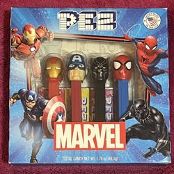 2019 Marvel PEZ Set Iron Man Captain America Black Panther Spider-Man NEW! Box Damaged