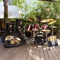 Huge Drum Set Lot — Mapex, Zildjian, Meinl, Sabian, And More