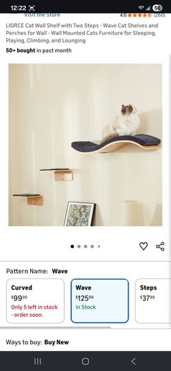 Cat shelf for wall. 1 curved and 2 flat steps