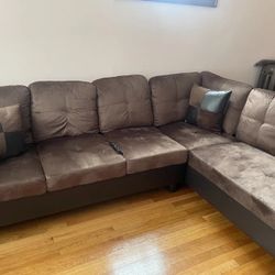 New Brown Sectional Couch And Ottoman