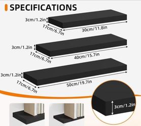 Black Floating Wall Shelves Set of 3