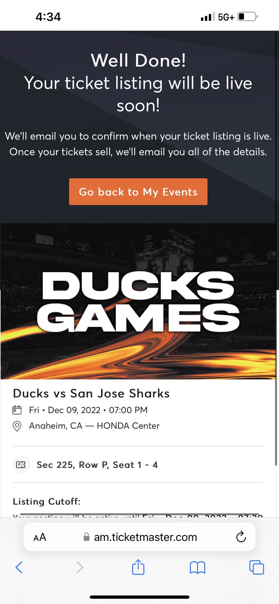 Anaheim Ducks vs San Jose Sharks December 9th