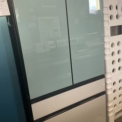 New in the Box …Samsung Bespoke 30 cu ft  Standard Depth 3 Door French door smart refrigerator with  Family Hub with Glass /Matt Grey Glass  