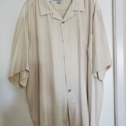 Gary‘S Island 100% Silk Herringbone Hawaiian Shirt XXL