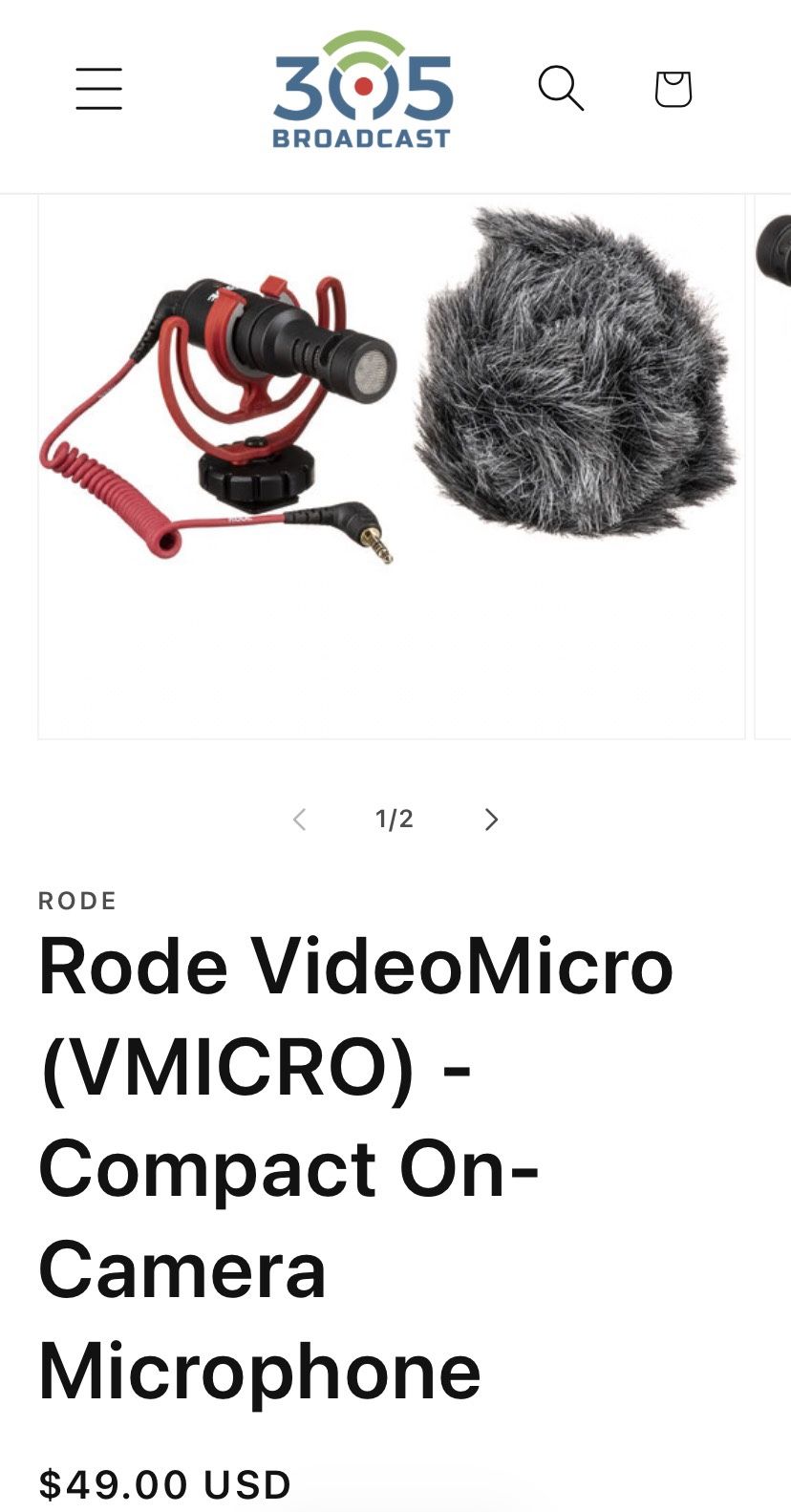 Rode VideoMicro (VMICRO) - Compact On-Camera Microphone