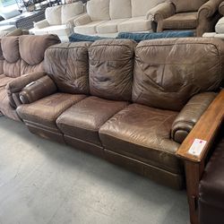 Brown Real Leather Recliner Couch (in Store)
