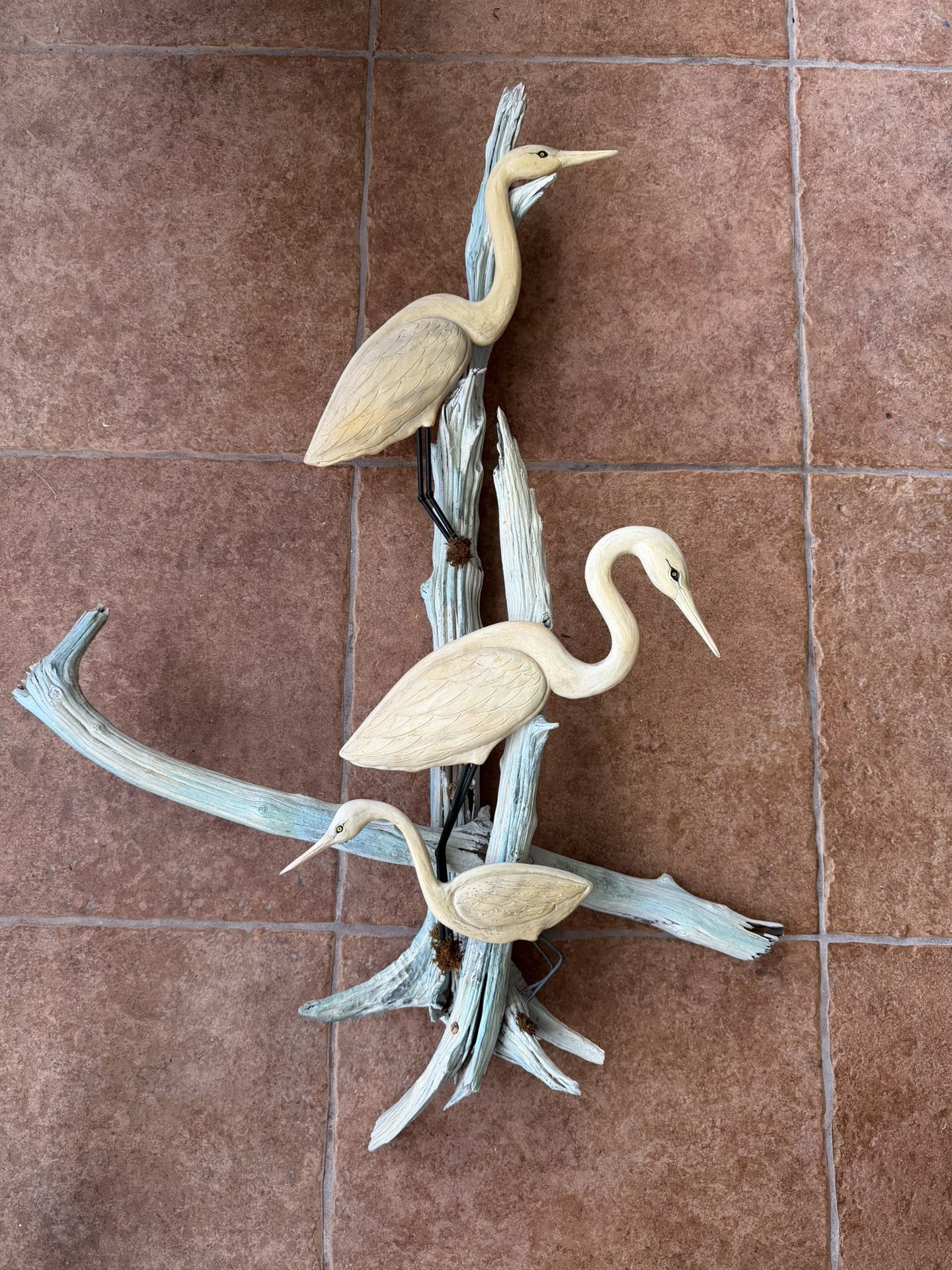 Wood Carved Bird figurine - Wall Mount