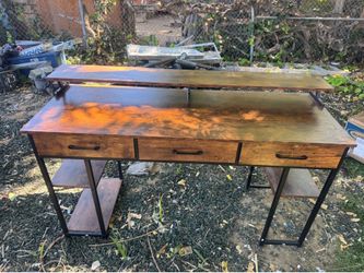 Large Computer Desk with Monitor Stand & Storage