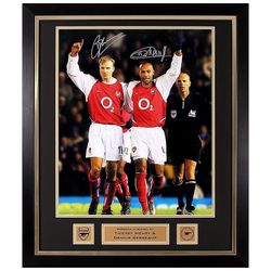Thierry Henry/Dennis Bergkamp | Framed Hand Signed Celebration Photo w/ COA | Official Arsenal Merchandise