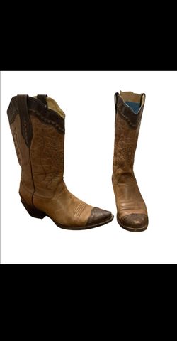 Corral Womens Size 10 M Brown/beige Leather Western Cowboy Boots Pointed Toe