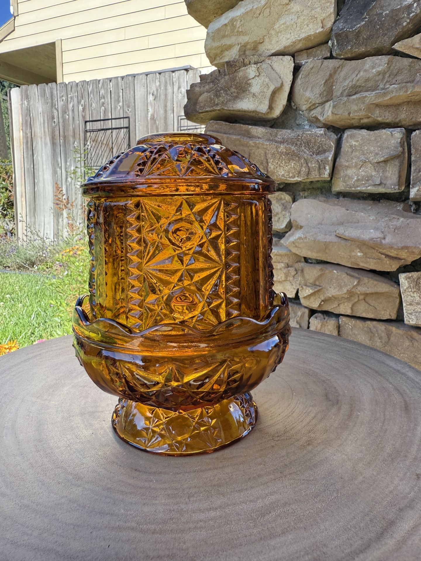 Indiana Glass Stars & Bar Fairy Lamp | Candle Holder | Fairy Light | Cottage / Farmhouse | Retro Fairy Lamp | Gift Idea