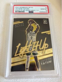 Jayson Tatum 1/1 2021 Donruss Optic Light It Up Gold Vinyl PSA 10