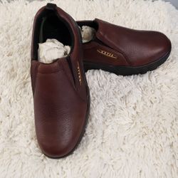 New Roper Men's Performance Sport Slip-on Brown Leather Loafers, Size 11