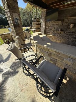 Sunnyland Patio Furniture - 5 Piece Volare Padded Sling Swivel Bar Chairs