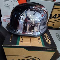 The German army style motorcycle helmet DOT approved Chrome and black size large