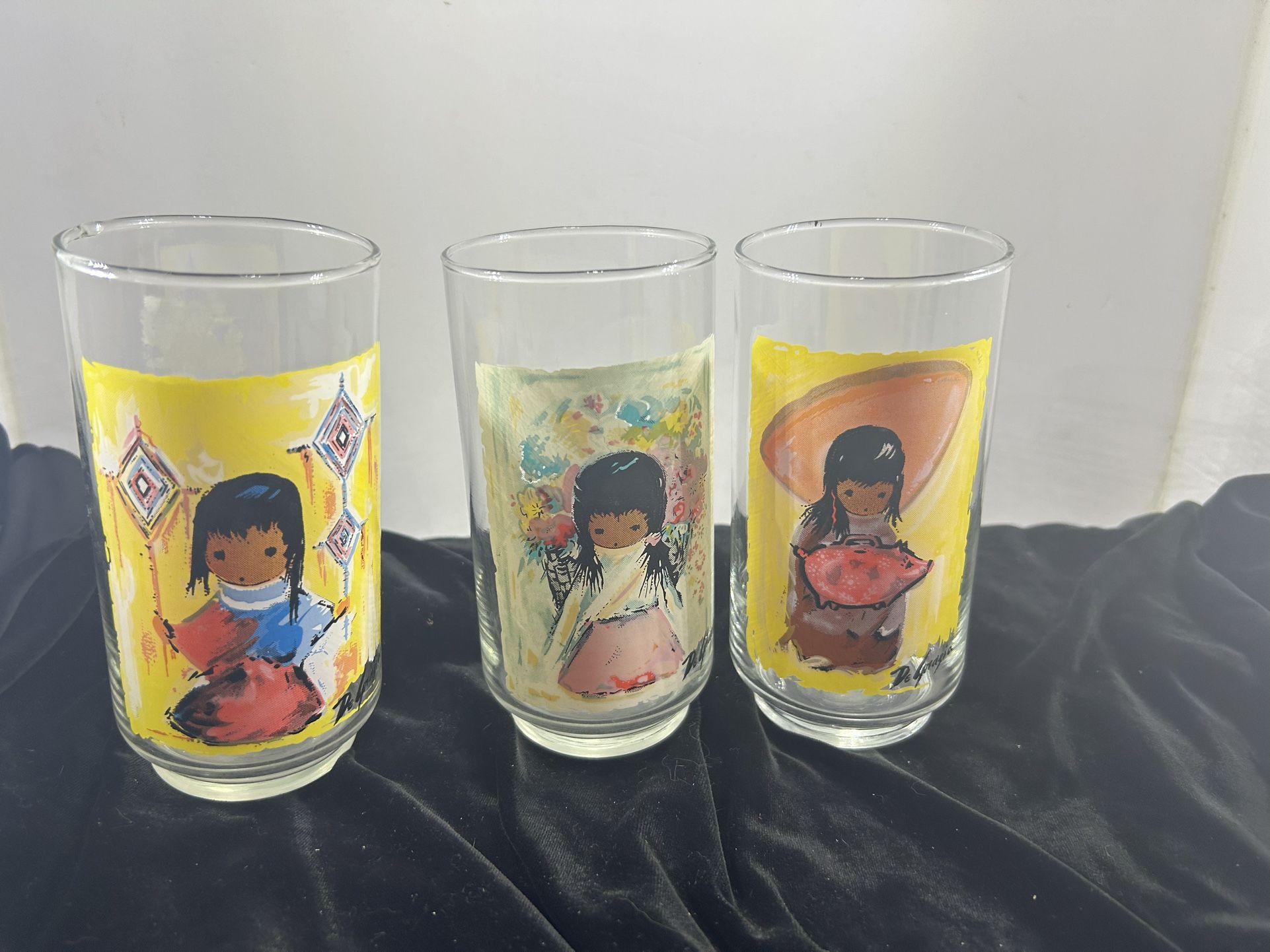 Vintage Ted DeGrazia Tumblers Set Of 3