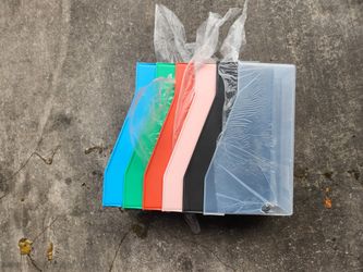 Five multicolored craft caddies