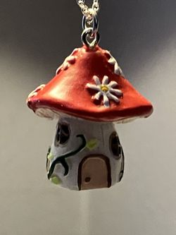Mini Mushroom Fairy Elf Home Charm Pendant Necklace - New Jewelry