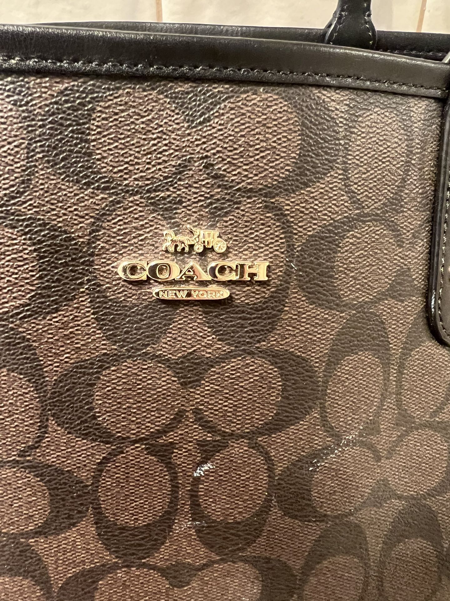 Coach tote bag with gold accents Reversible Tote 👜