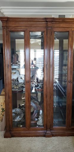 Lighted Beveled Glass Curio Display Cabinet
