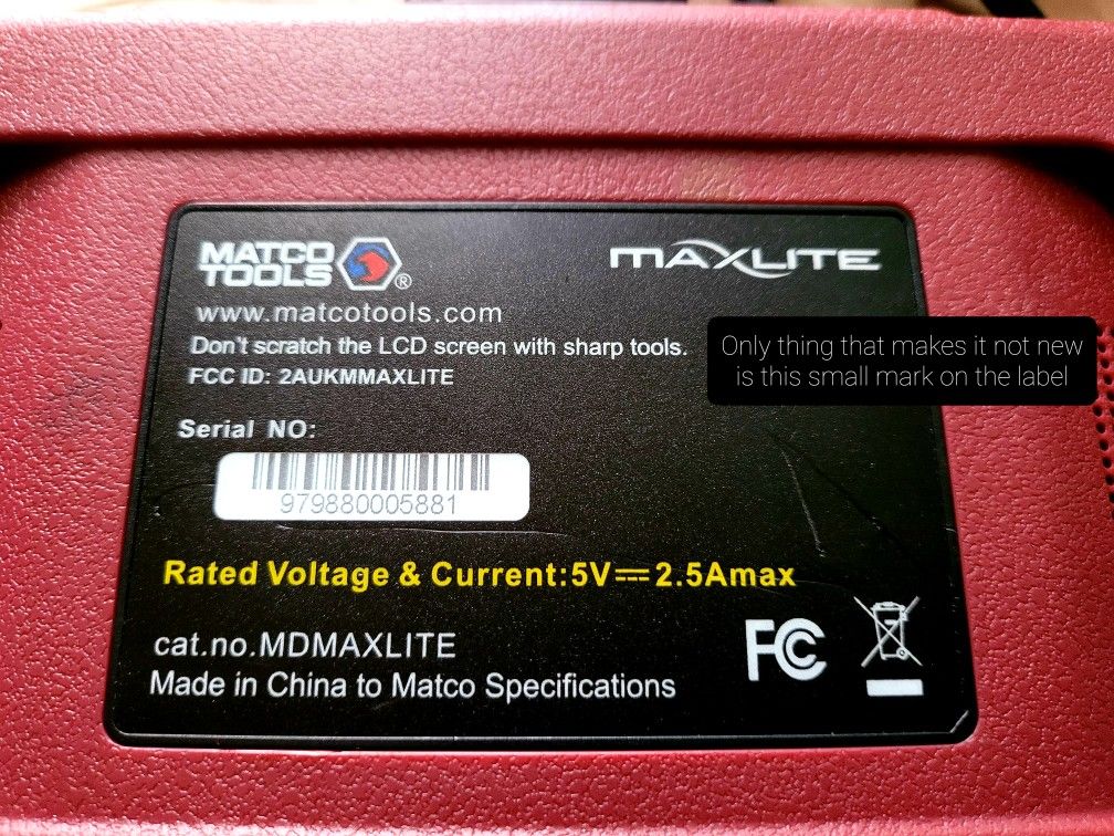 Matco TOOLS MAXLITE DIAGNOSTIC SCAN CODE READER AUTOMOTIVE TOOLS BEST