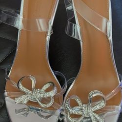 Women size 10 Slingback Stiletto Heels with Rhinestone Bow