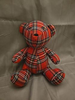 Royal Stewart Scottish Clan Red Plaid Fabric Plush Teddy Bear Stuffed Animal