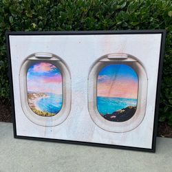 Decorative Airplane Window Art 30”x40” Framed