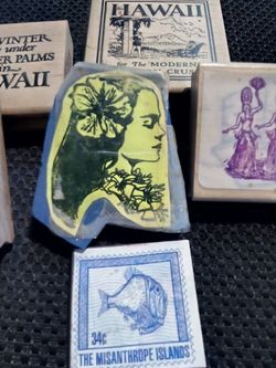 6- Vintage Hawaii rubber stamps ( all $25)