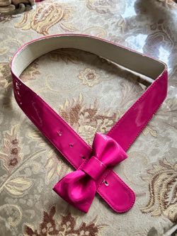 Hot Pink Patent Leather Bow Belt