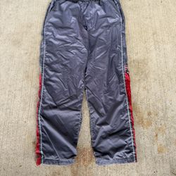 Adidas Y2K Style Grey Track Pants With Red Stripes Size L